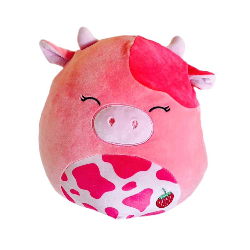 HTF Calynda Squishmallows Strawberry Pink Cow  Plush Toy 12”